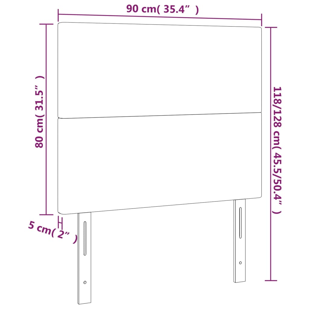 vidaXL Cabeceira de cama 2 pcs tecido 90x5x78/88 cm castanho