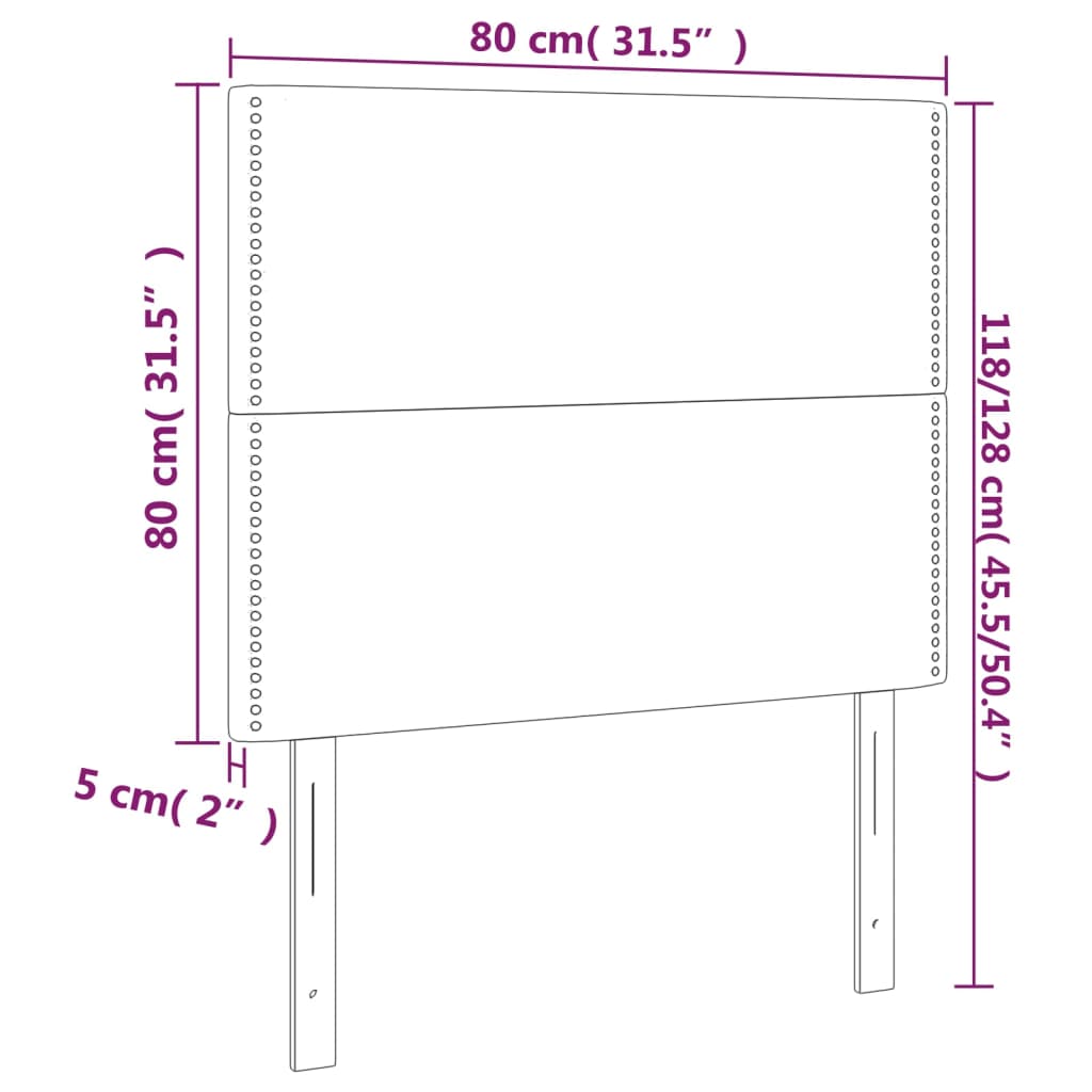 vidaXL Cabeceira de cama 2 pcs veludo 80x5x78/88 cm cinzento-claro