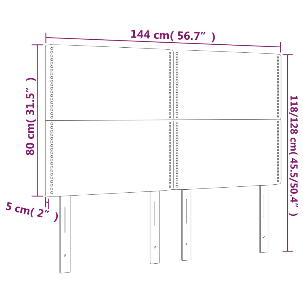 vidaXL Cabeceira de cama 4 pcs veludo 72x5x78/88 cm cinzento-escuro