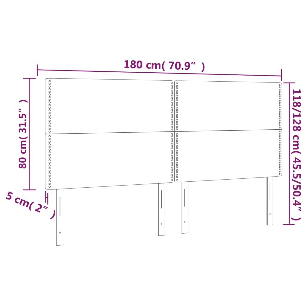 vidaXL Cabeceira de cama 4 pcs tecido 90x5x78/88 cm preto