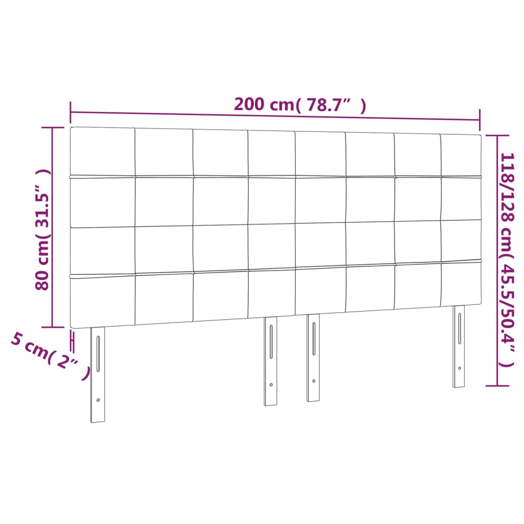 vidaXL Cabeceira de cama 4 pcs veludo 100x5x78/88 cm cinzento-escuro