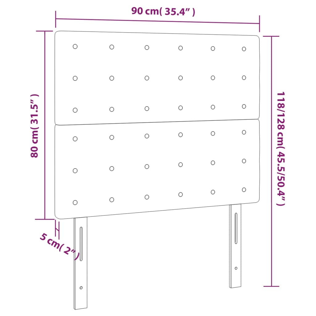 vidaXL Cabeceira de cama 2 pcs couro artificial 90x5x78/88 cm cinzento