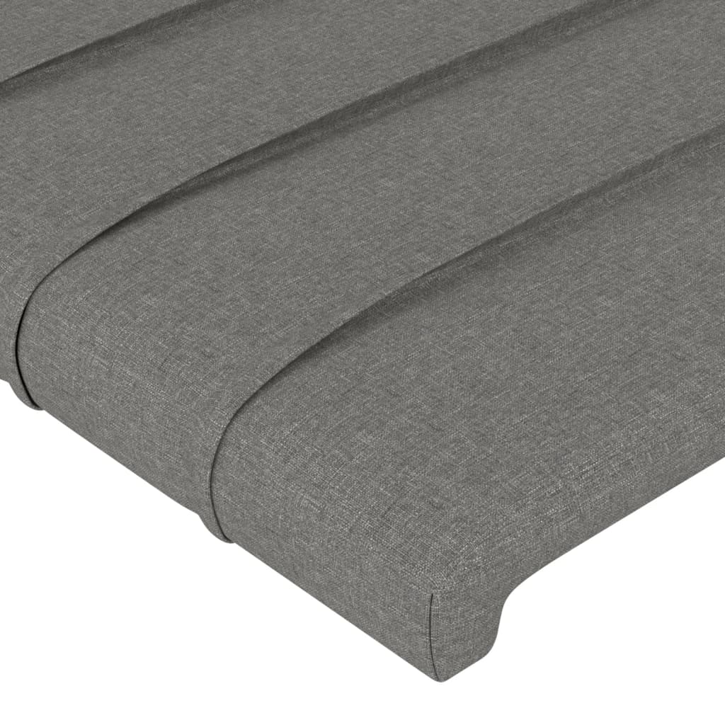 vidaXL Cabeceira de cama 2 pcs tecido 100x5x78/88 cm cinzento-escuro