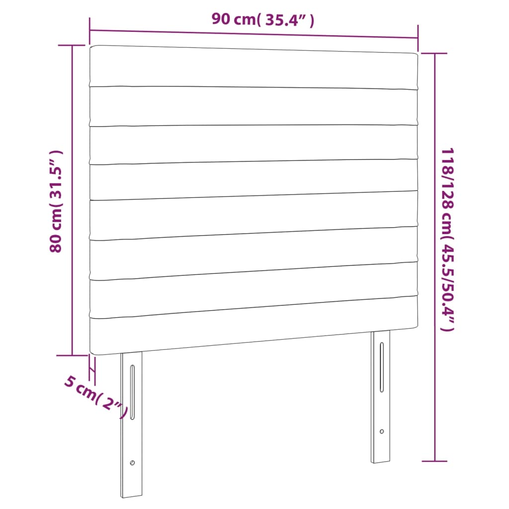 vidaXL Cabeceira de cama 2 pcs veludo 90x5x78/88 cm rosa