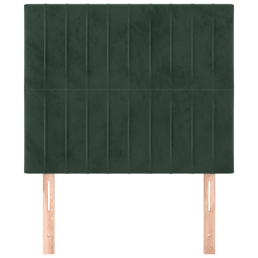 vidaXL Cabeceira de cama 2 pcs veludo 80x5x78/88 cm verde-escuro