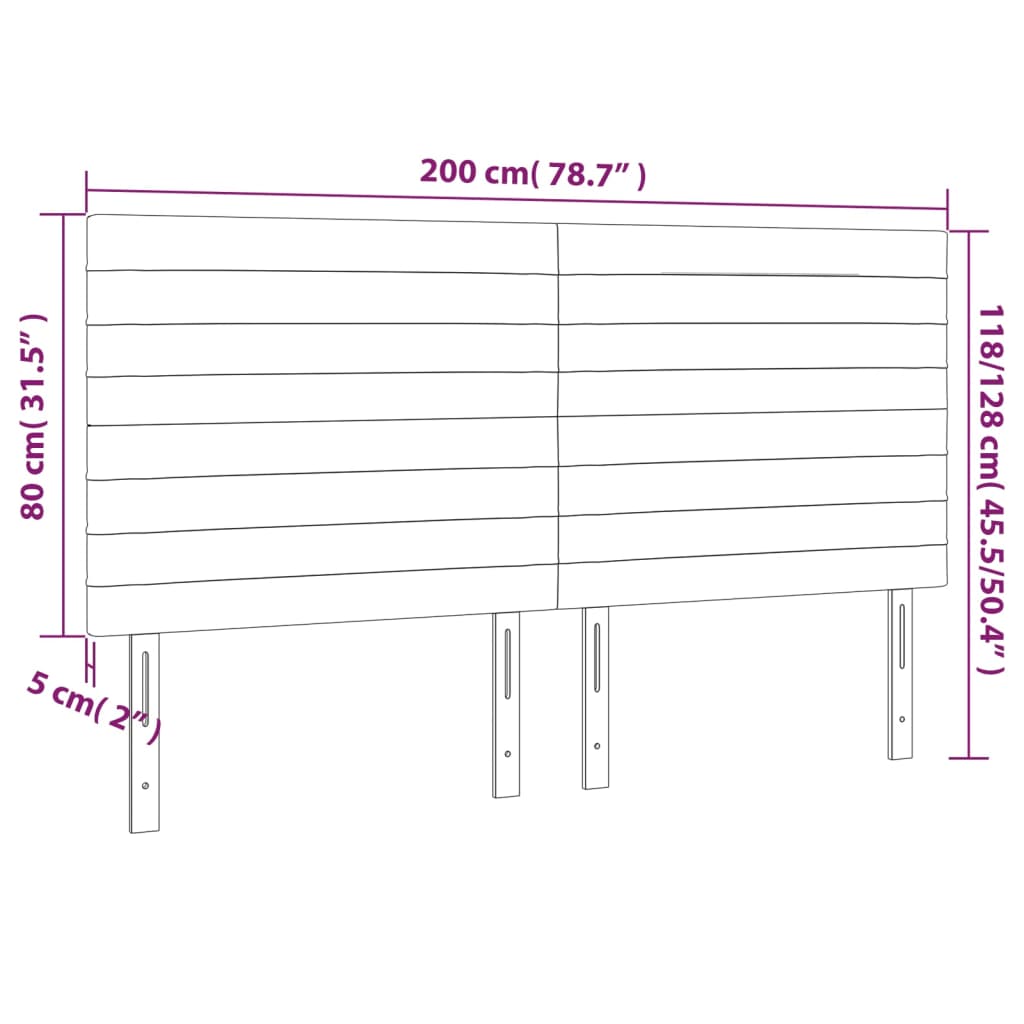 vidaXL Cabeceira de cama 4 pcs tecido 100x5x78/88 cm cinzento-claro