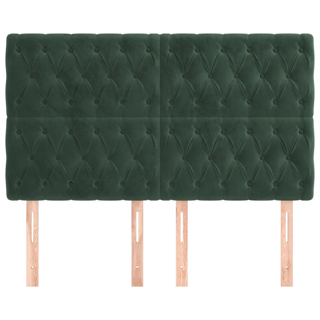 vidaXL Cabeceira de cama 4 pcs veludo 72x7x78/88 cm verde-escuro