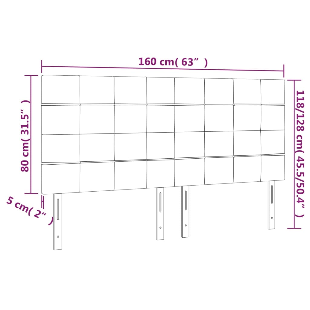 vidaXL Cabeceira de cama 4 pcs veludo 80x5x78/88 cm cinzento-claro