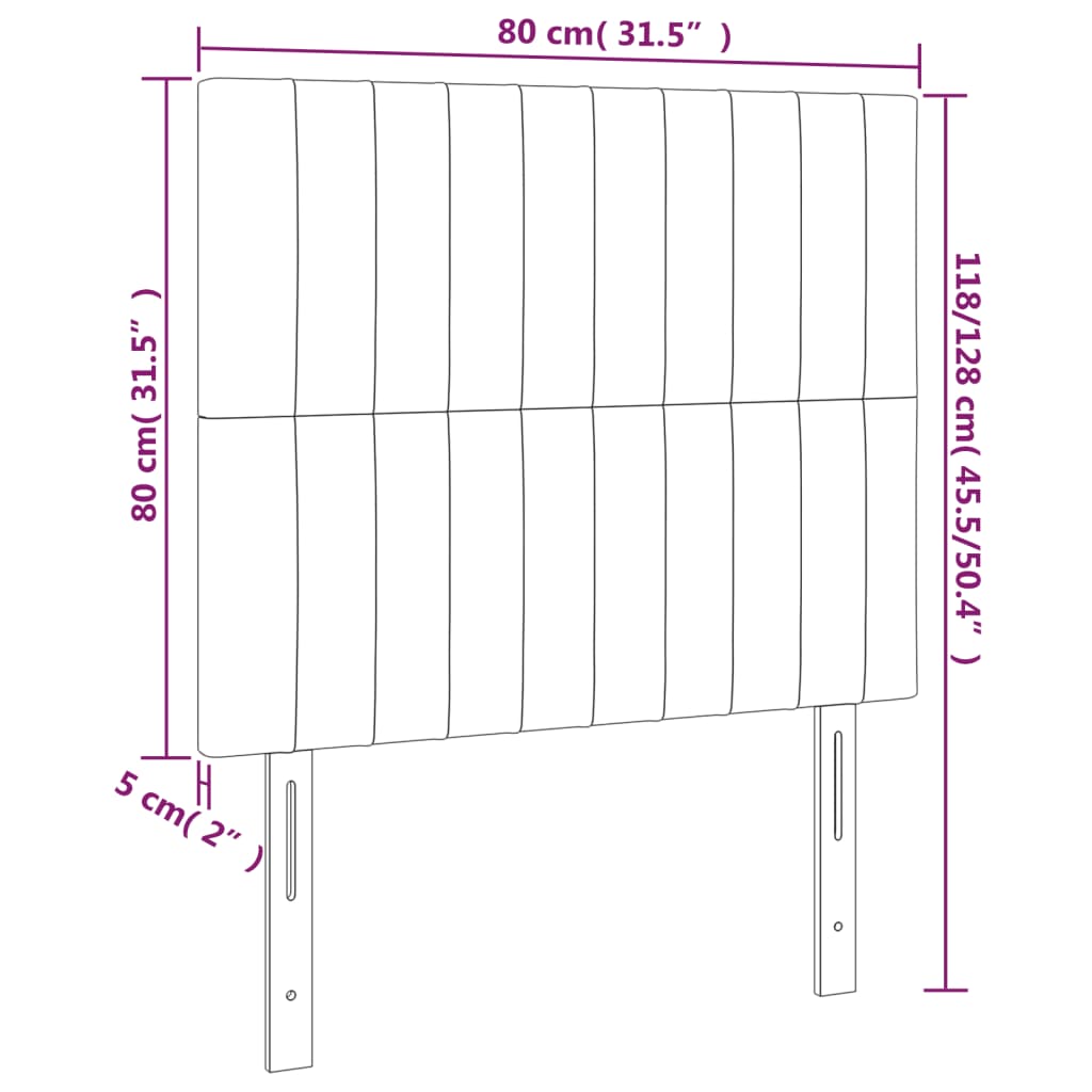 vidaXL Cabeceira de cama 2 pcs veludo 80x5x78/88 cm cinzento-escuro