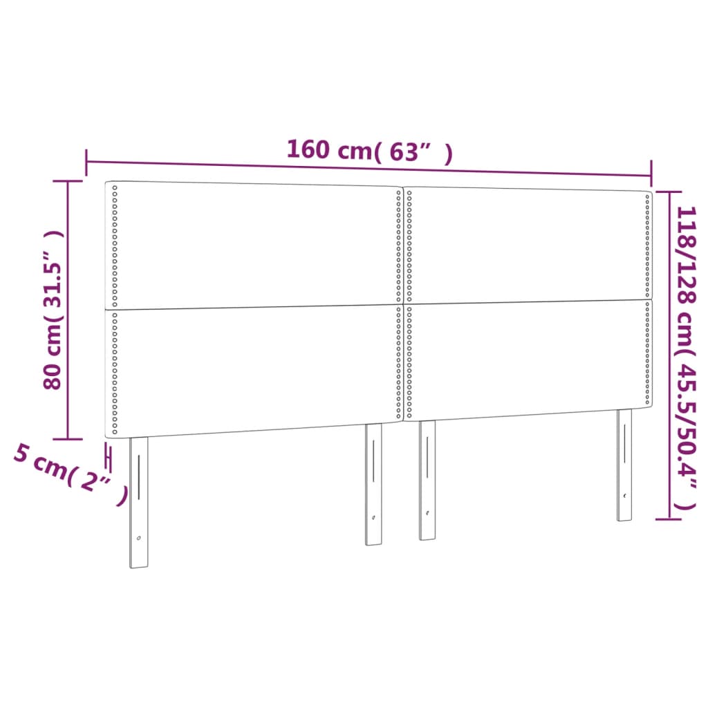 vidaXL Cabeceira de cama 4 pcs couro artificial 80x5x78/88 cm preto