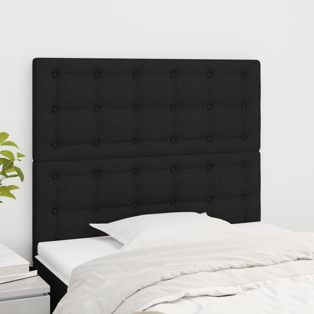 vidaXL Cabeceira de cama 2 pcs tecido 90x5x78/88 cm preto