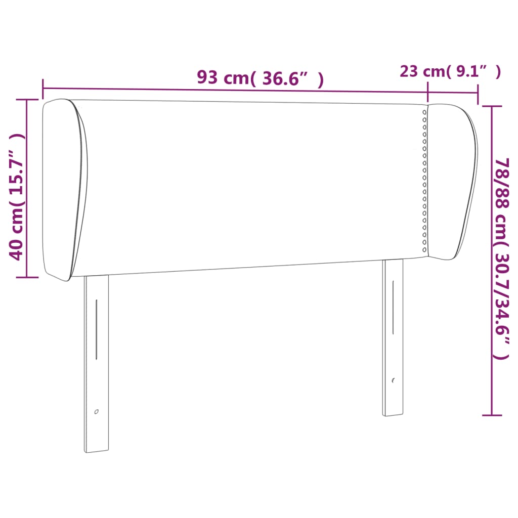 vidaXL Cabeceira de cama c/ abas tecido 93x23x78/88 cm cinzento-escuro