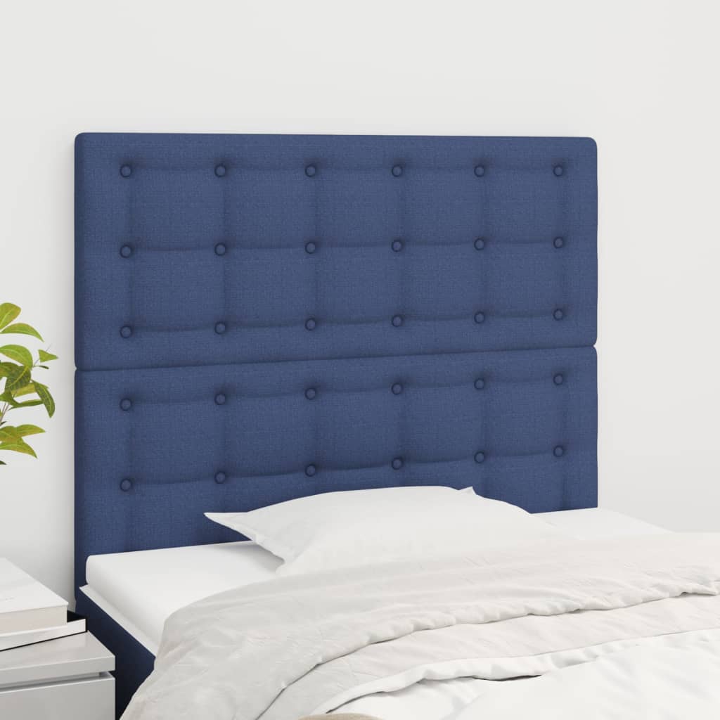 vidaXL Cabeceira de cama 2 pcs tecido 80x5x78/88 cm azul