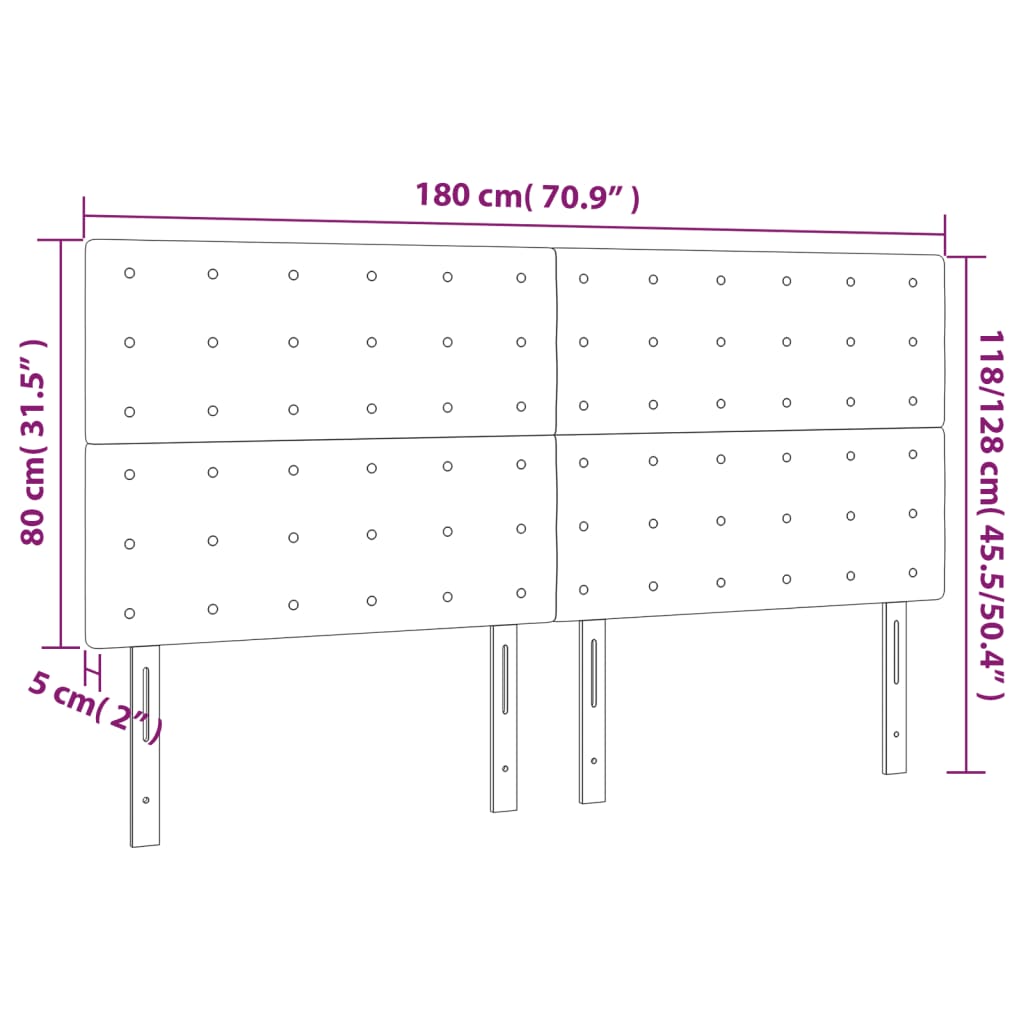 vidaXL Cabeceira de cama 4 pcs tecido 90x5x78/88 cm azul