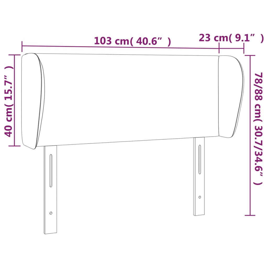 vidaXL Cabeceira de cama c/ abas tecido 103x23x78/88 cm preto