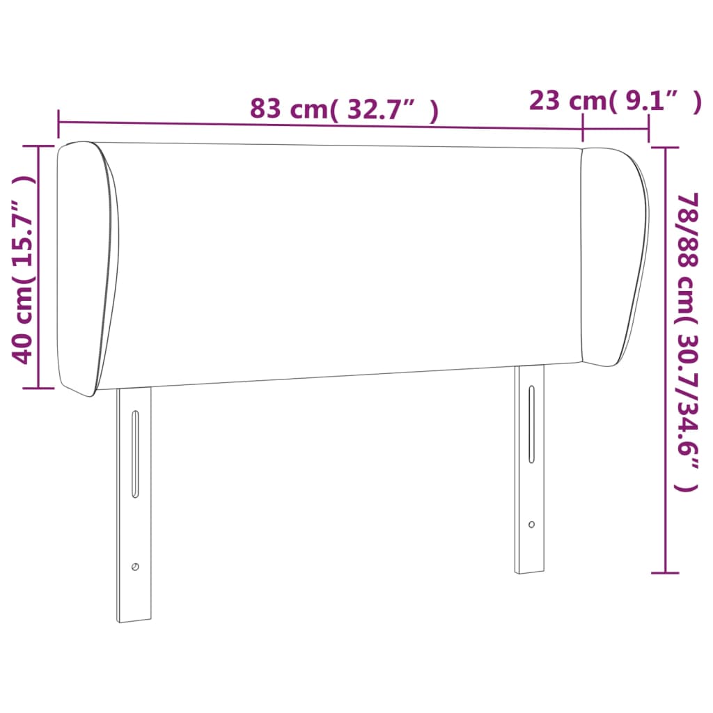 vidaXL Cabeceira de cama c/ abas veludo 83x23x78/88 cm preto