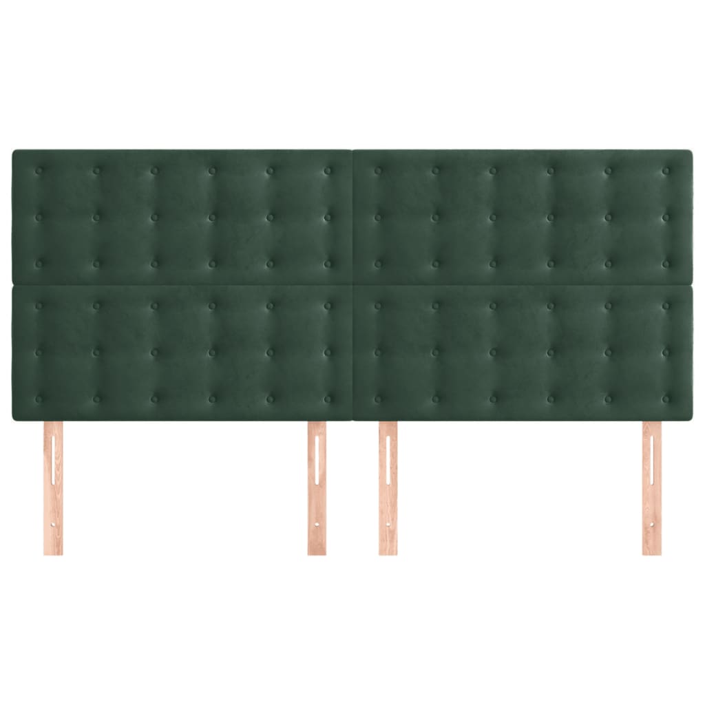 vidaXL Cabeceira de cama 4 pcs veludo 80x5x78/88 cm verde-escuro