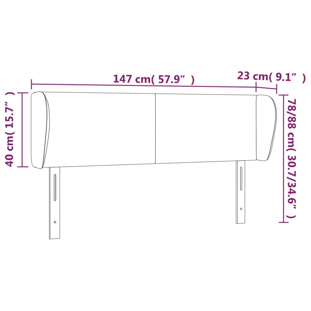 vidaXL Cabeceira de cama c/ abas tecido 147x23x78/88cm cinzento-escuro