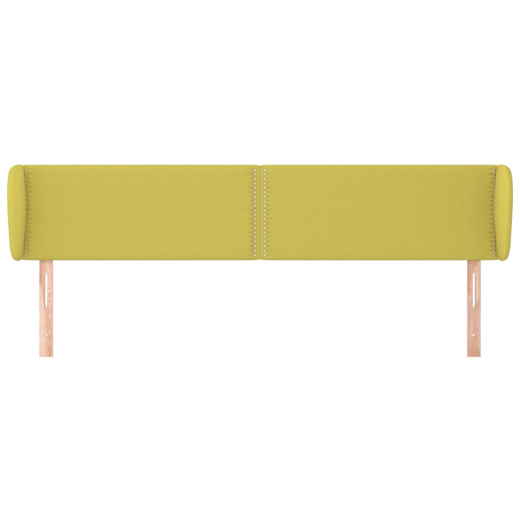 vidaXL Cabeceira de cama c/ abas tecido 203x23x78/88 cm verde