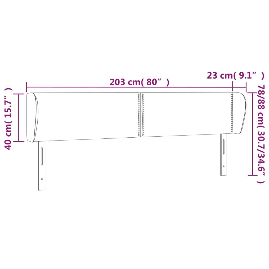 vidaXL Cabeceira de cama c/ abas tecido 203x23x78/88 cm verde