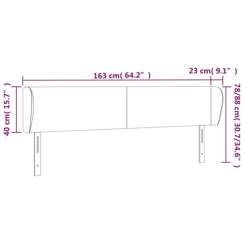 vidaXL Cabeceira de cama c/ abas tecido 163x23x78/88 cm creme