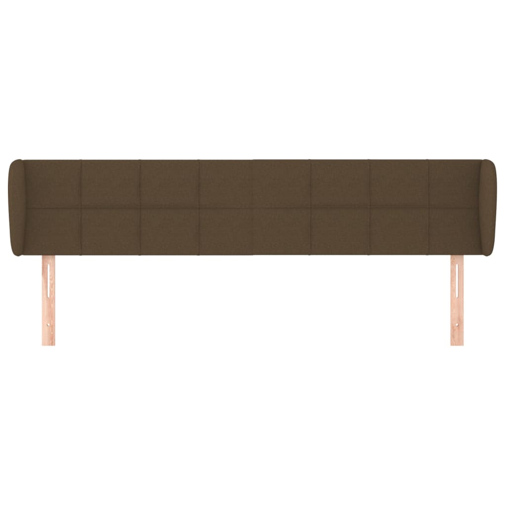 vidaXL Cabeceira de cama c/ abas tecido 203x23x78/88cm castanho-escuro