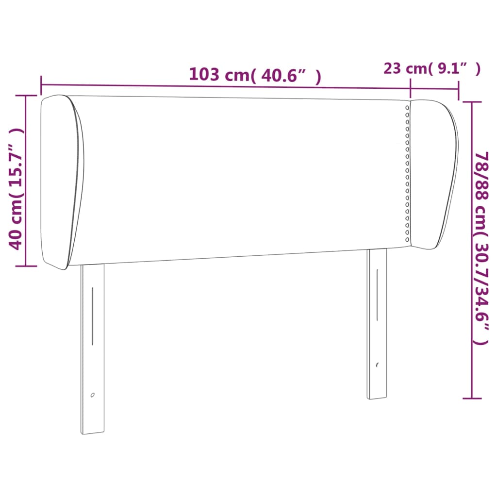 vidaXL Cabeceira de cama c/ abas veludo 103x23x78/88 cm cinzento-claro