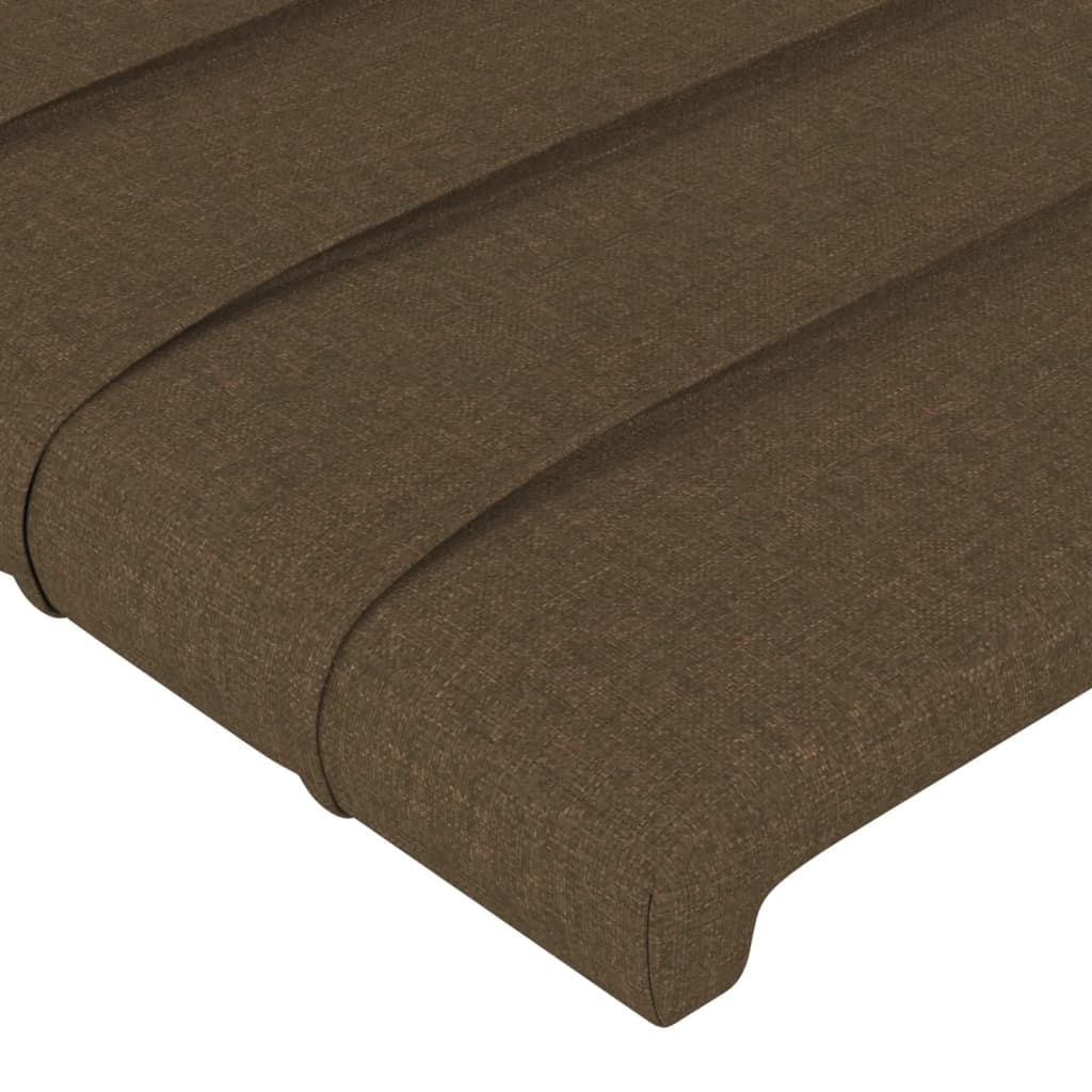 vidaXL Cabeceira de cama c/ abas tecido 203x23x78/88cm castanho-escuro