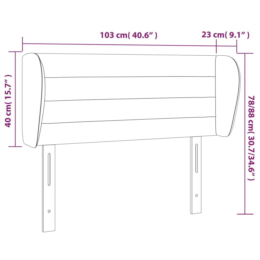 vidaXL Cabeceira de cama c/ abas tecido 103x23x78/88 cm creme