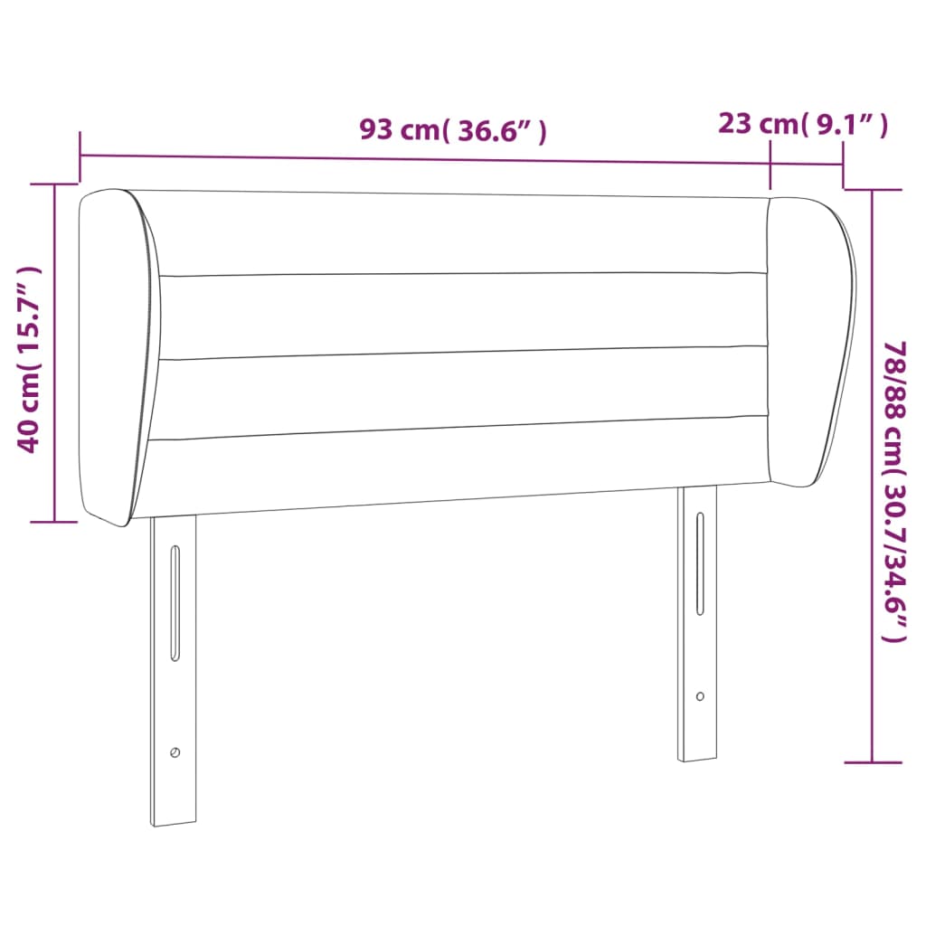 vidaXL Cabeceira de cama c/ abas tecido 93x23x78/88 cm cinzento-claro