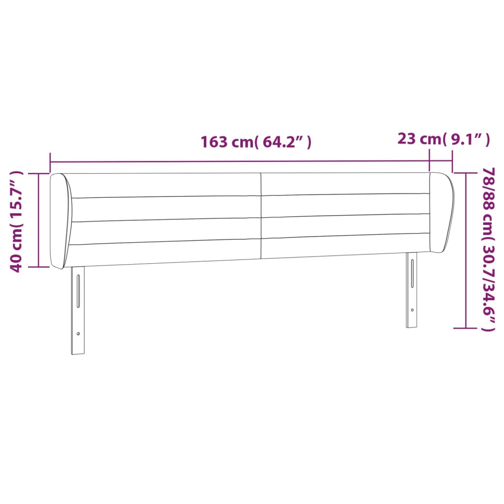 vidaXL Cabeceira de cama c/ abas tecido 163x23x78/88cm cinzento-escuro