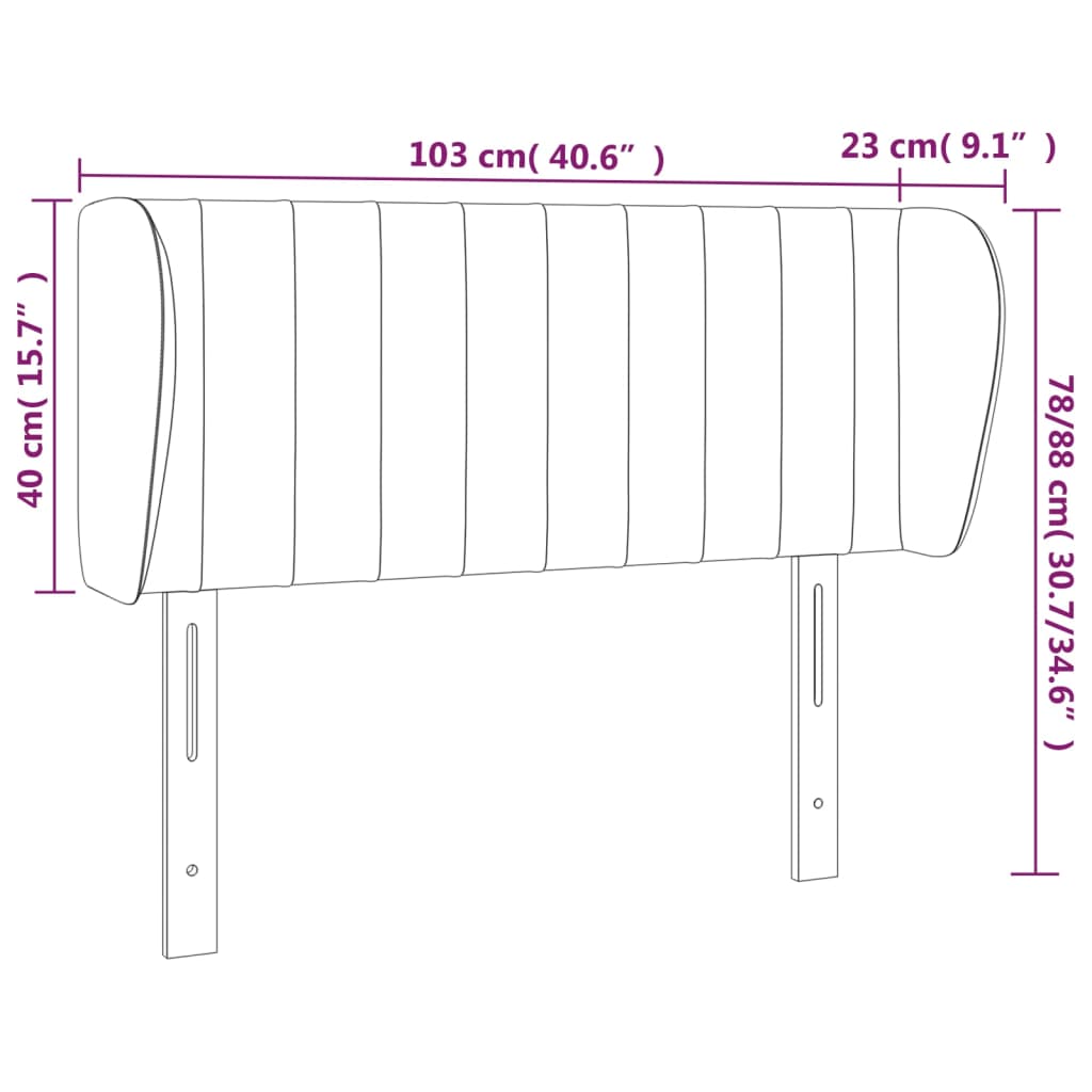 vidaXL Cabeceira de cama c/ abas tecido 103x23x78/88cm castanho-escuro