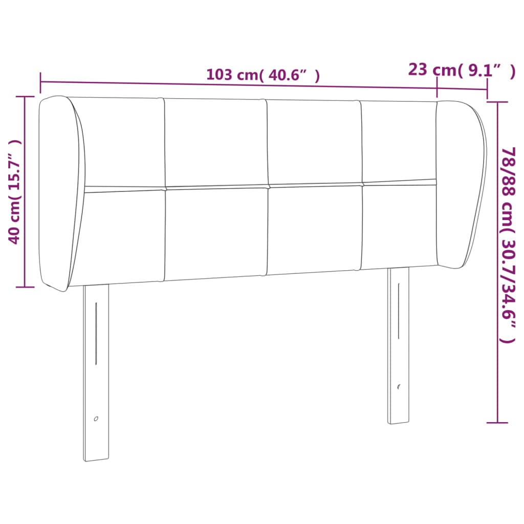 vidaXL Cabeceira de cama c/ abas tecido 103x23x78/88 cm cinzento-claro