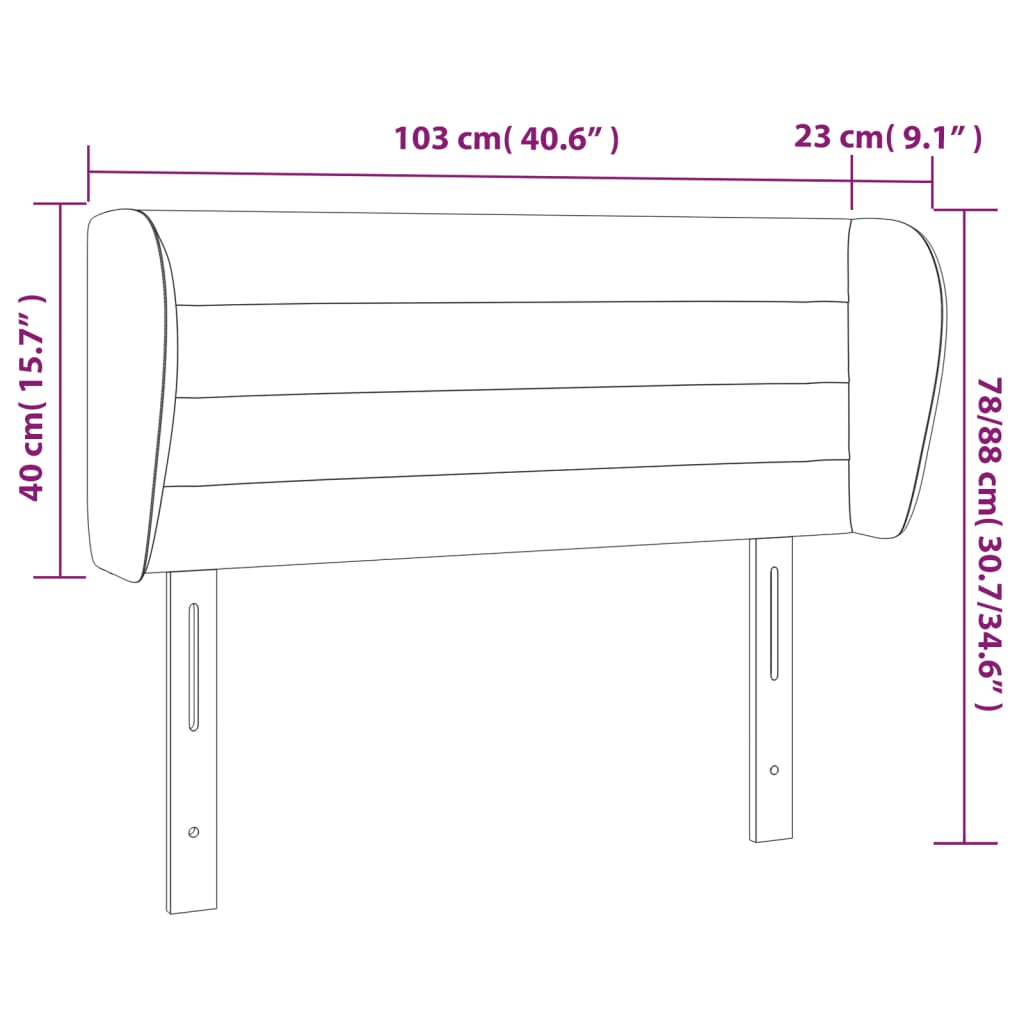 vidaXL Cabeceira de cama c/ abas veludo 103x23x78/88 cm preto