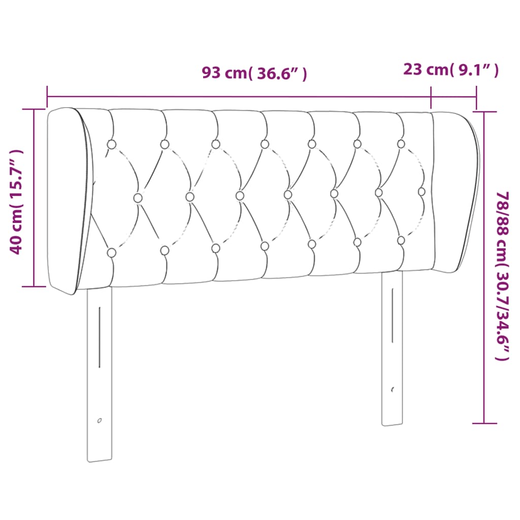 vidaXL Cabeceira de cama c/ abas veludo 93x23x78/88 cm cinzento-escuro