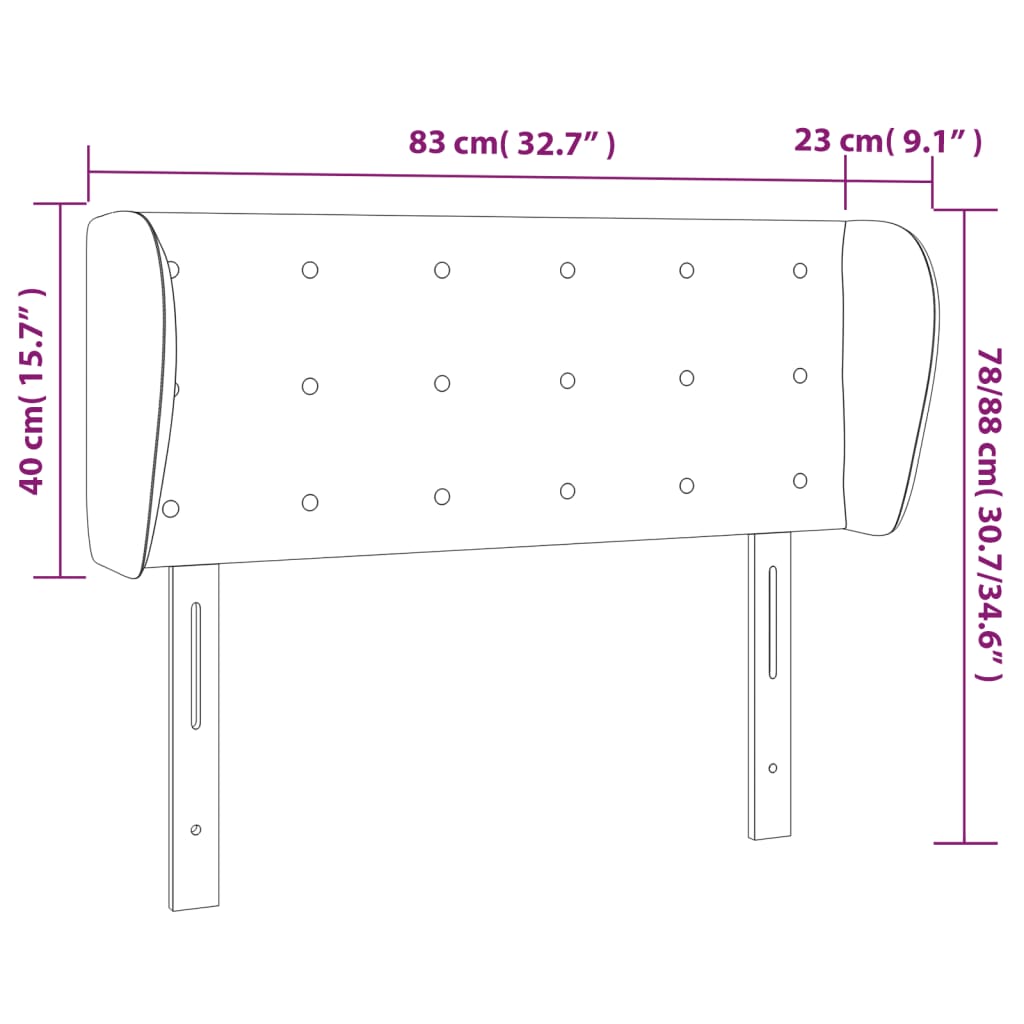 vidaXL Cabeceira de cama c/ abas tecido 83x23x78/88cm castanho-escuro