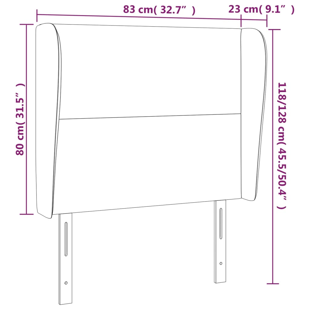 vidaXL Cabeceira cama c/ abas tecido 83x23x118/128 cm cinzento-escuro