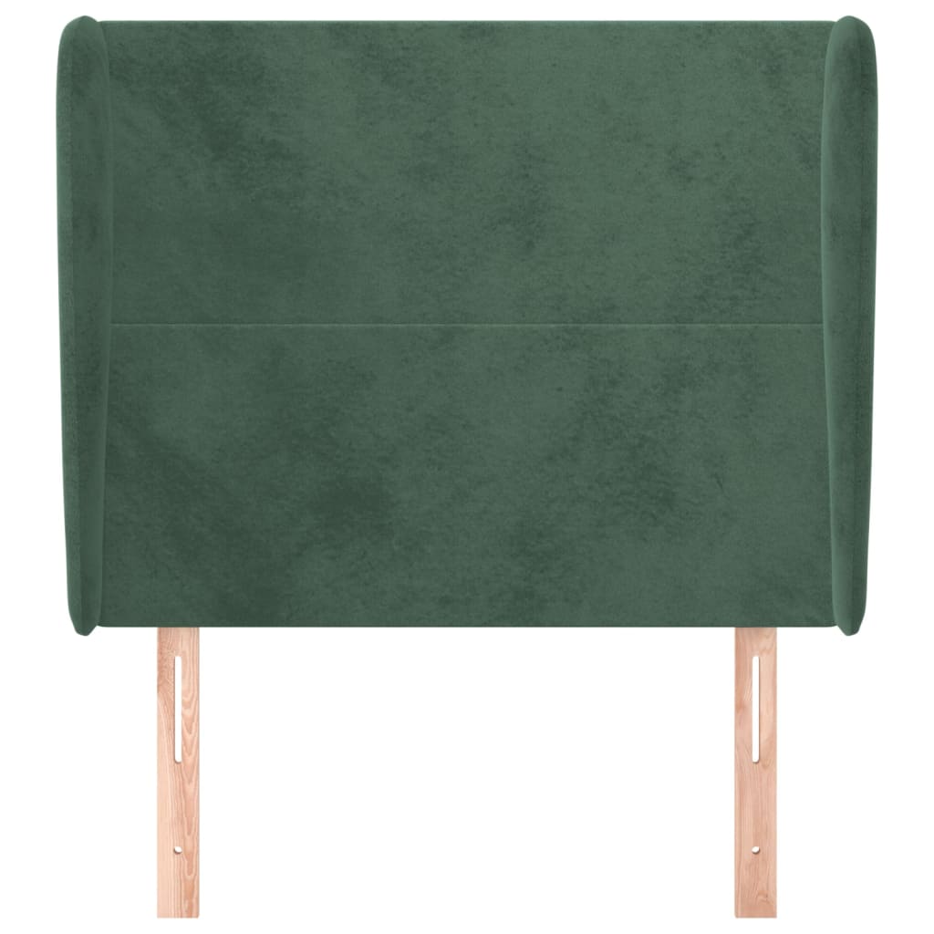 vidaXL Cabeceira cama c/ abas veludo 103x23x118/128 cm verde-escuro