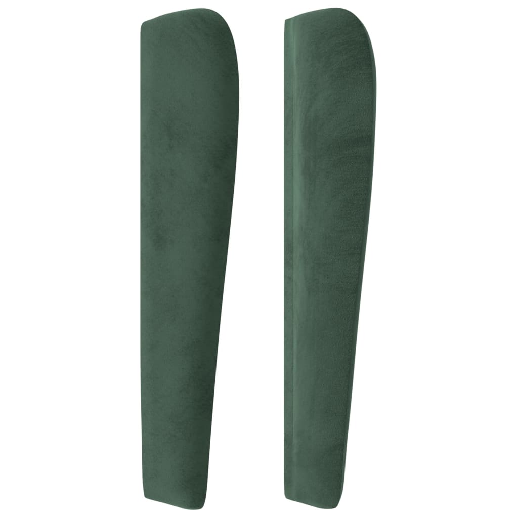 vidaXL Cabeceira cama c/ abas veludo 103x23x118/128 cm verde-escuro