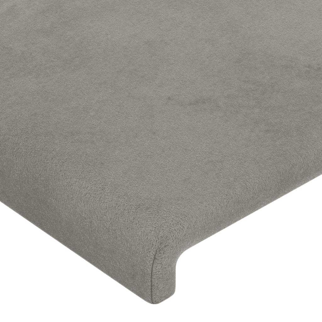 vidaXL Cabeceira cama c/ abas veludo 203x23x118/128 cm cinzento-claro