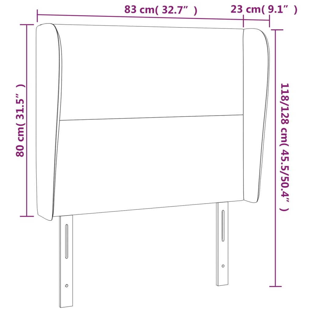 vidaXL Cabeceira cama c/ abas tecido 83x23x118/128 cm castanho-escuro