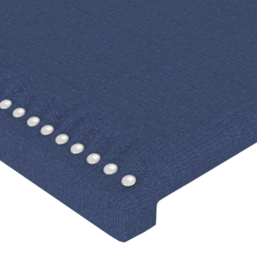 vidaXL Cabeceira de cama c/ abas tecido 93x23x118/128 cm azul