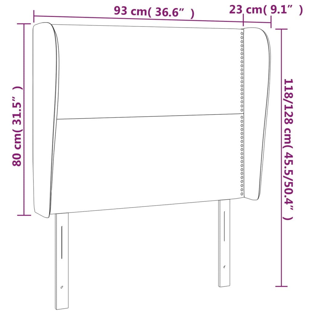 vidaXL Cabeceira de cama c/ abas tecido 93x23x118/128 cm azul