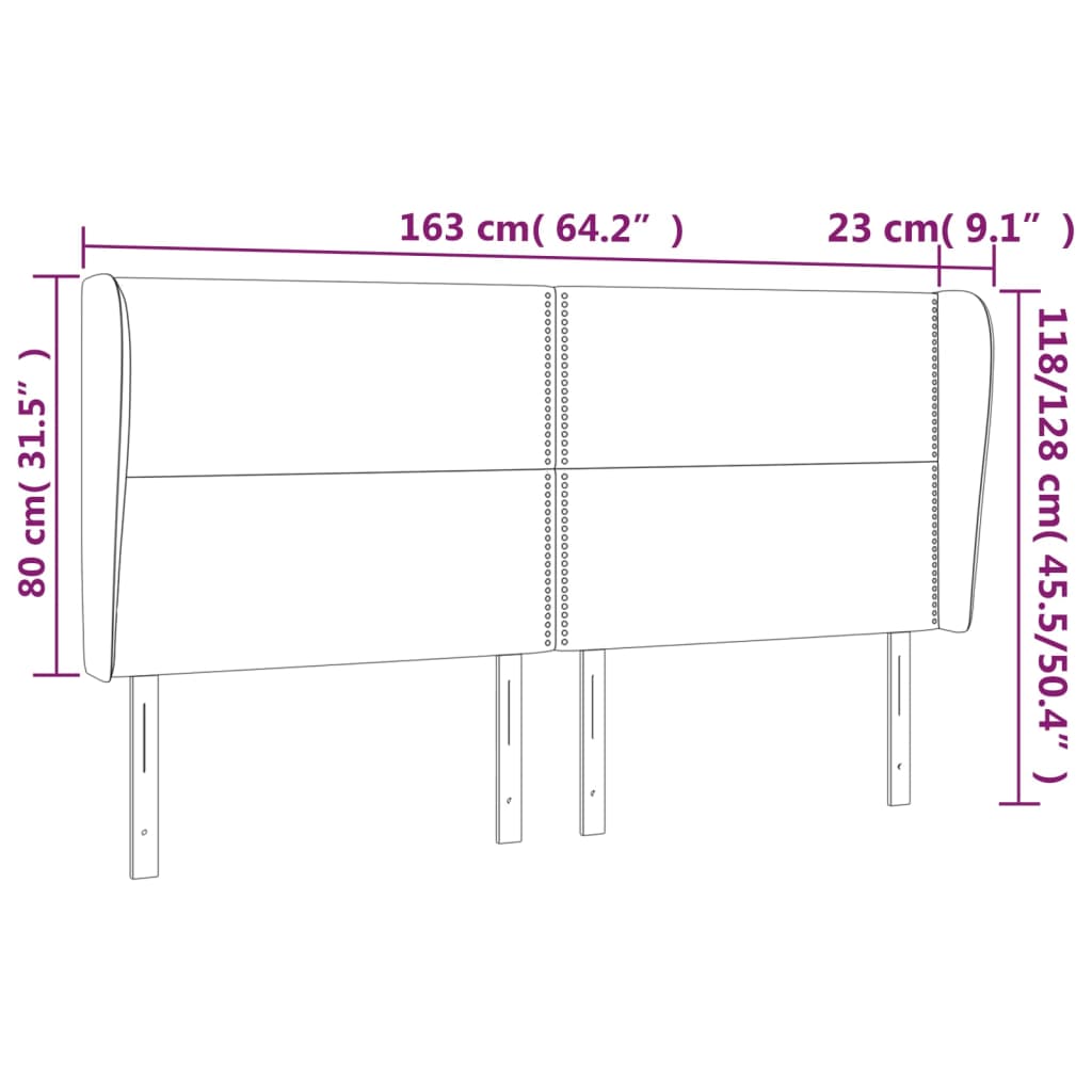 vidaXL Cabeceira cama c/ abas couro artif. 163x23x118/128cm cappuccino