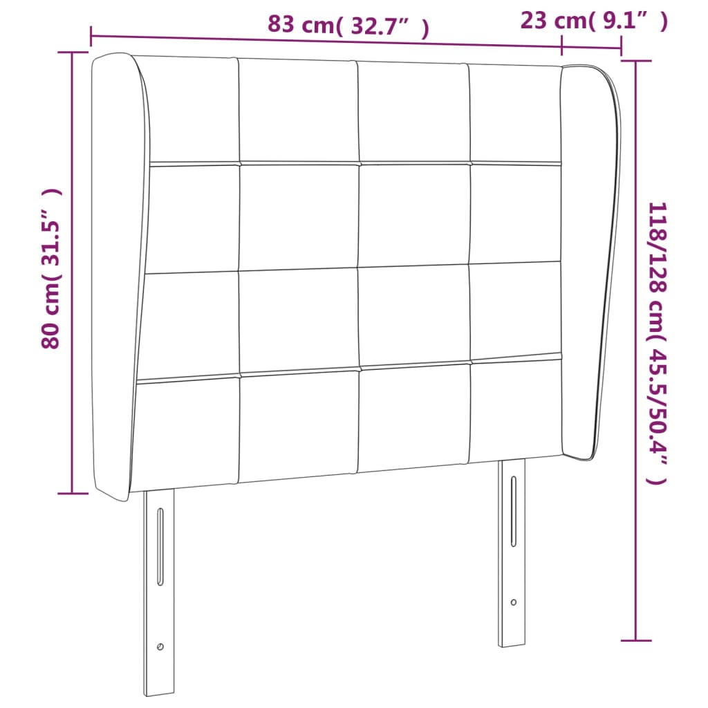 vidaXL Cabeceira de cama c/ abas veludo 83x23x118/128 cm preto