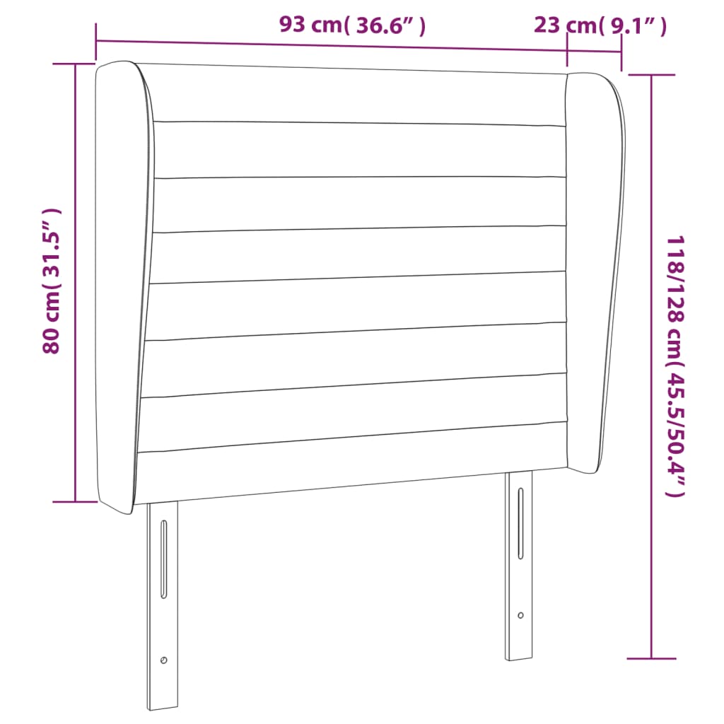 vidaXL Cabeceira cama c/ abas tecido 93x23x118/128 cm cinzento-escuro