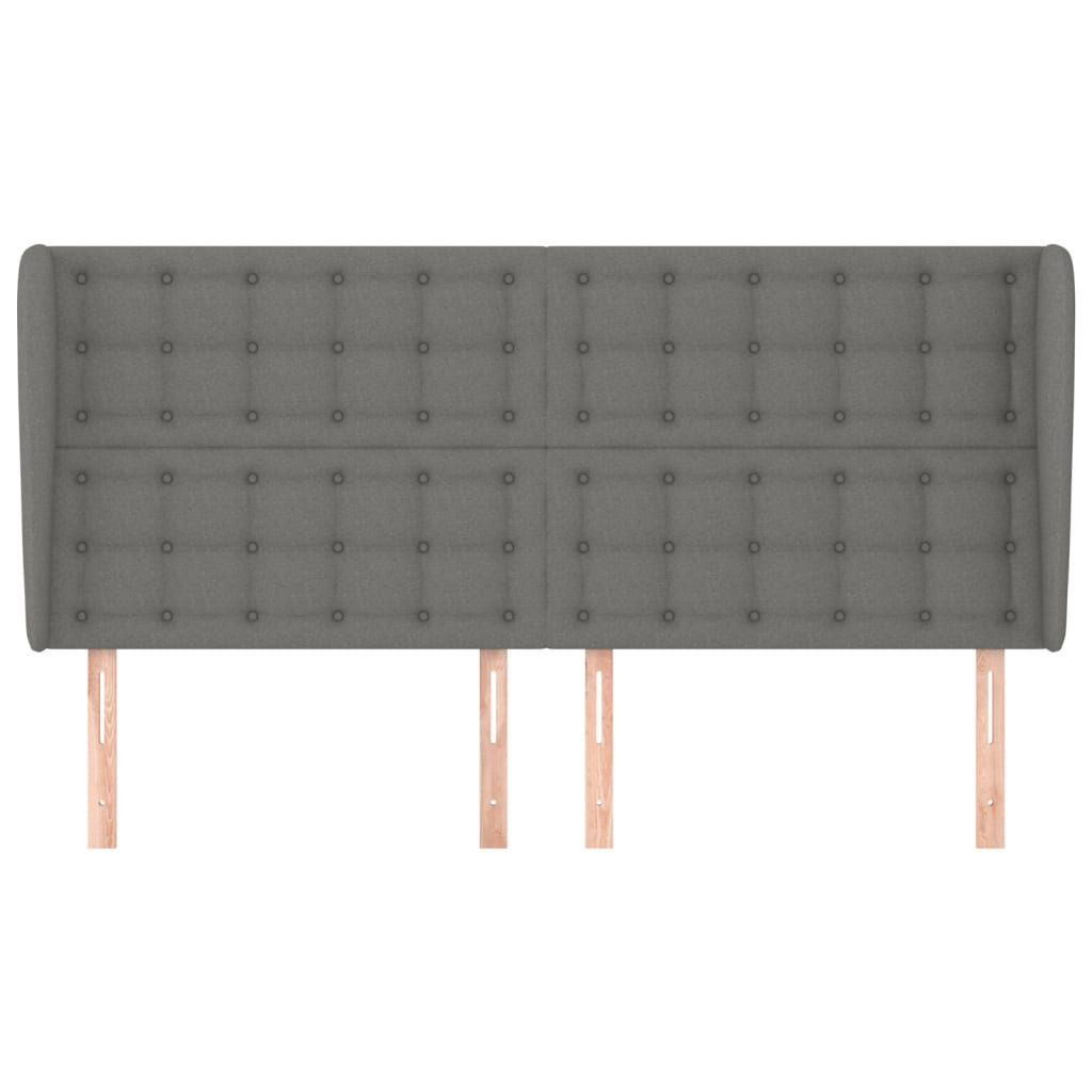 vidaXL Cabeceira cama c/ abas tecido 163x23x118/128 cm cinzento-escuro