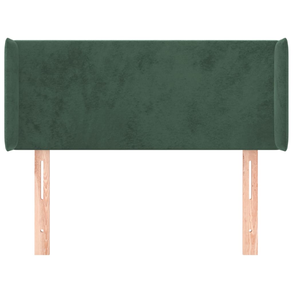 vidaXL Cabeceira de cama c/ abas veludo 83x16x78/88 cm verde-escuro