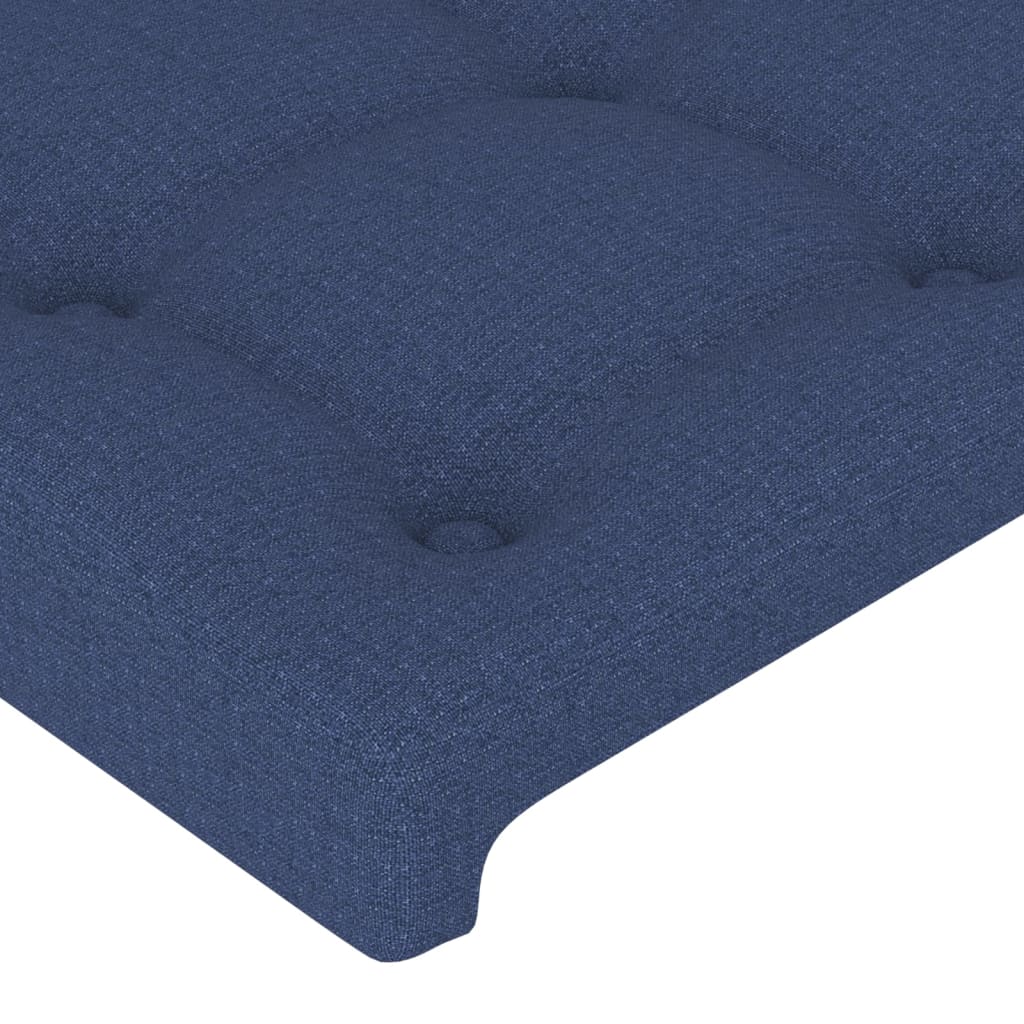 vidaXL Cabeceira de cama c/ abas tecido 203x23x118/128 cm azul