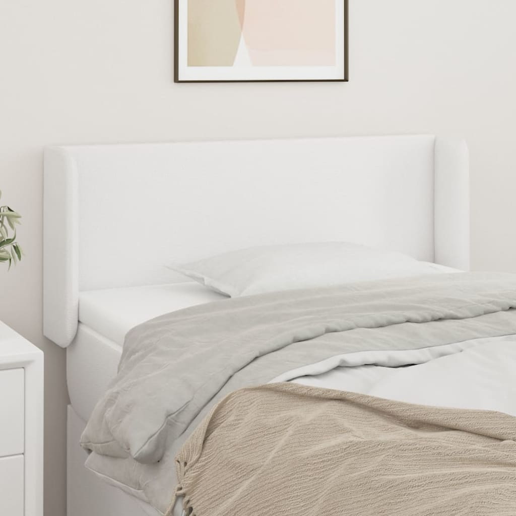 vidaXL Cabeceira de cama c/ abas couro artificial 83x16x78/88cm branco